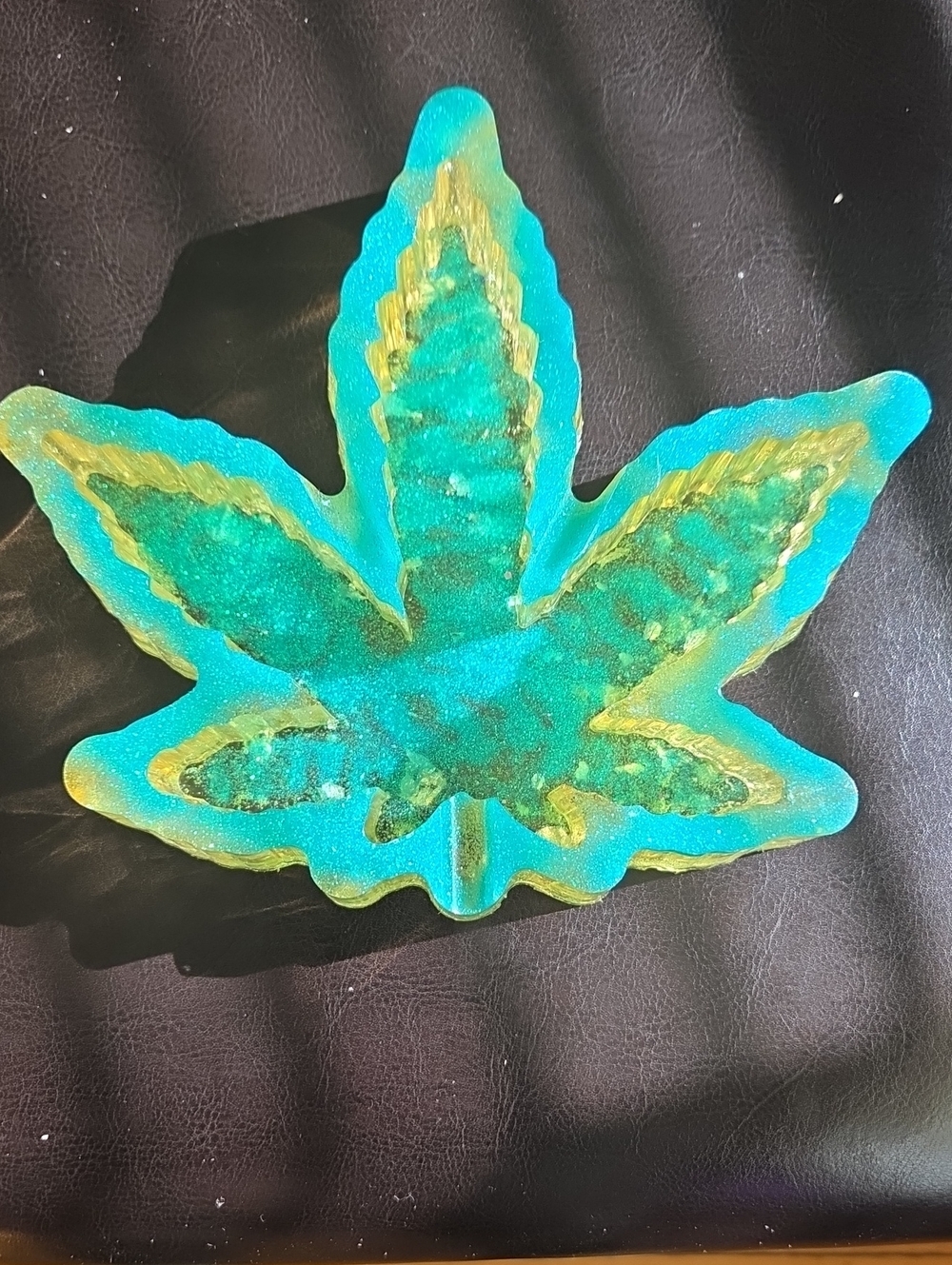 🌿Handmade Leaf Turquoise Resin Leaf Ashtray